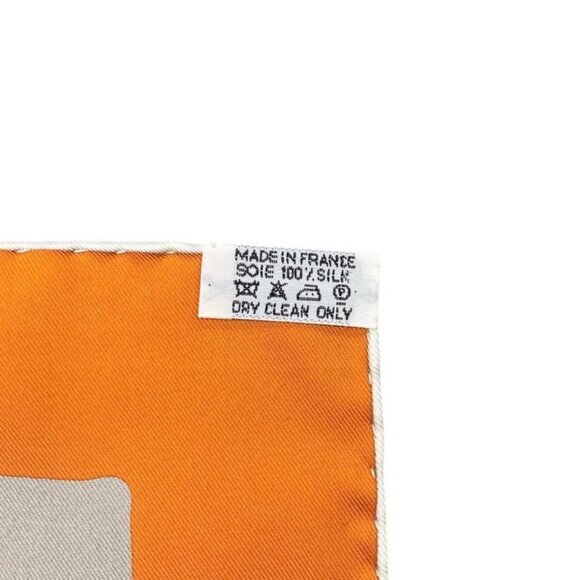 Hermes Silk Scarf Carre 90 en Duo Par Orange White - Picture 7 of 8
